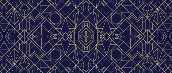 Abstract Art Deco geometric blue background