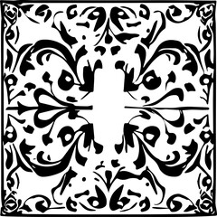An transparent baroque style frame border design element. Shapes were vectorized from an ai generation.  