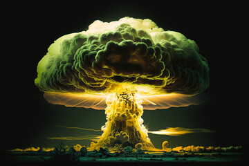 Fototapeta premium Nuclear bomb explosion in the desert, generative ai