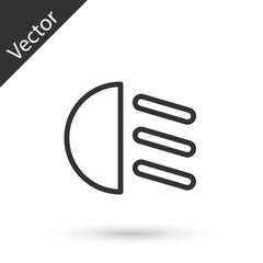 Grey line High beam icon isolated on white background. Car headlight. Vector