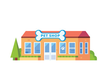 Vector pet shop building building flat design illustration