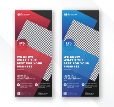 Modern colorful gradient display exhibition abstract business advertisement roll up standee banner