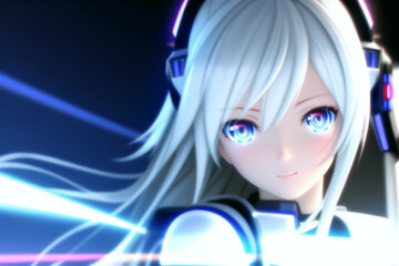 Cute anime style android girl concept AI Generated 
