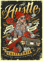 Hustle cocky girl poster colorful