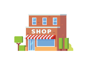 Naklejka premium Vector local shop building flat design illustration