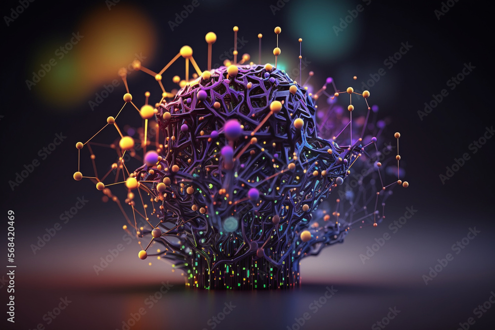 Aufkleber neural network, big data, and cybersecurity. data stream. global database, generative ai