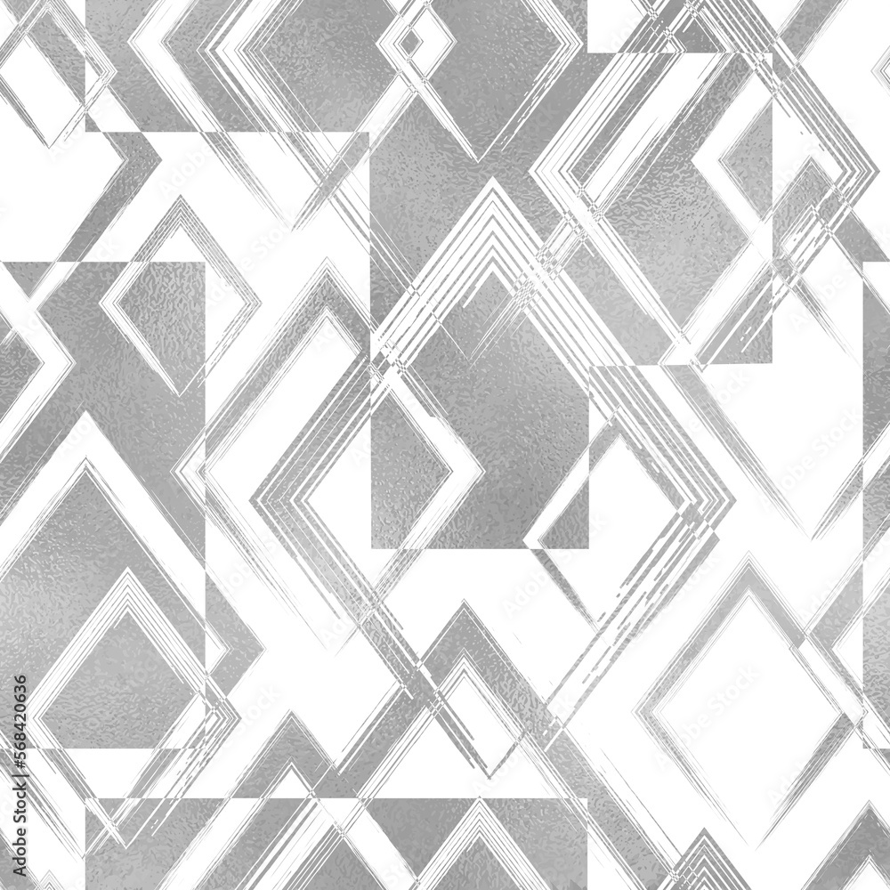 Poster geometric silver seamless pattern. repeating abstract rhombus background. repeated geometry line for