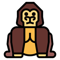 gorilla filled outline icon style