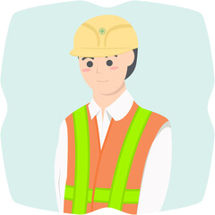 Professional Project Foreman Employment Wearing Safety Vest
