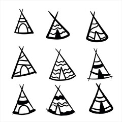 Doodle Wigwam. Tribal native american hut. Teepee tent house. © Taras