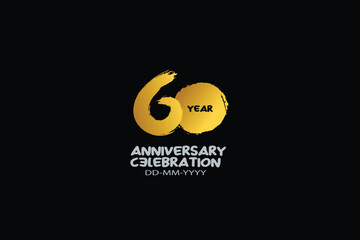 60th, 60 years, 60 year anniversary celebration abstract style logotype. anniversary with gold color isolated on black background, vector design for celebration vector