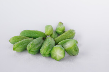A citrus fruit named Averrhoa bilimbi, isolated on white background.
