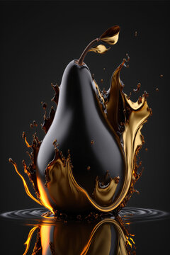pommes et poires design noir et or