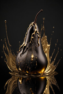 pommes et poires design noir et or