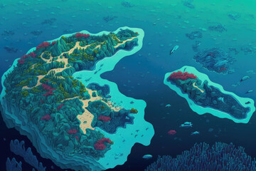Fototapeta na wymiar aerial view of the ocean's surface. Generative AI