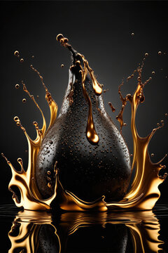 pommes et poires design noir et or