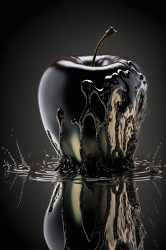 pommes et poires design noir et or