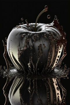 pommes et poires design noir et or