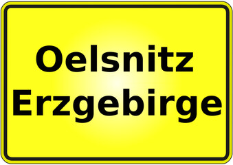 Stadteingangsschild Deutschland Stadt Oelsnitz Erzgebirge