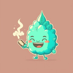 vector sticker of a happy marijuana leaf