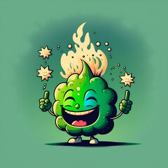 vector sticker of a happy marijuana leaf