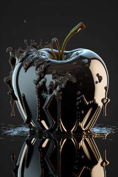 pommes et poires design noir et or