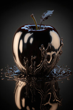 pommes et poires design noir et or