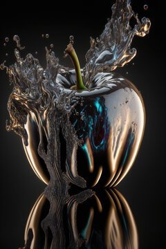 pommes et poires design noir et or