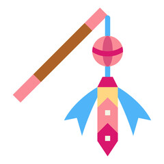 teasing stick flat icon style