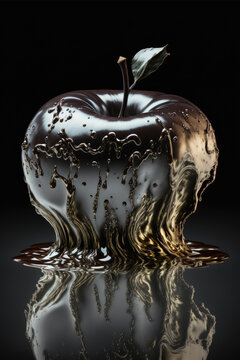 pommes et poires design noir et or