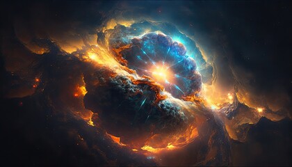 Obraz na płótnie Canvas Stunning realistic wallpaper of a Supernova. Deep space, starry, astrophotography, universe, cosmus, space background. Generative ai