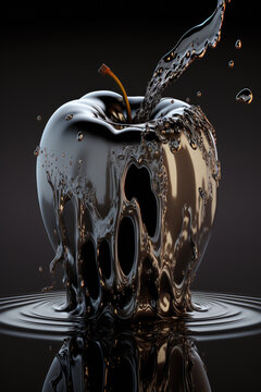 pommes et poires design noir et or