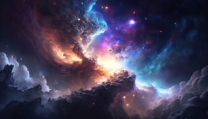 Plakat Stunning realistic wallpaper of a Galaxy, starry, astrophotography, universe, cosmus, space background. Generative ai