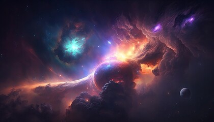 Obraz na płótnie Canvas Stunning realistic wallpaper of a Galaxy, starry, astrophotography, universe, cosmus, space background. Generative ai