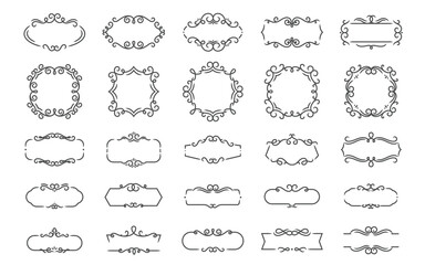 Vector set of floral ornaments elements for page decoration and  design. Floral Frame.
