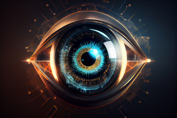 Futuristic digital eye, illustration generative AI.