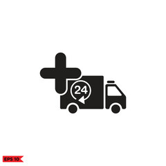 Icon vector graphic of Ambulance twenty four hours