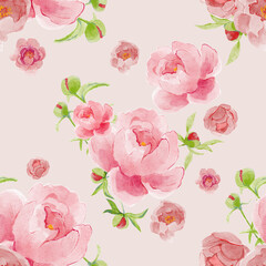 seamless pattern with roses. Pink rosess. Seamless hand-drawn pattern with pink flowers. It is perfect for wallpaper, packaging paper and textiles.