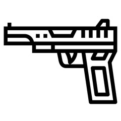 handgun line icon style
