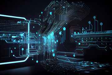 Futuristic background with glowing light effect, digital illustration generative AI.