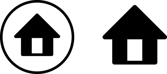Simple Black and White House Home Symbol or Website Homepage Button Badge Sign Icon. Vector Image.