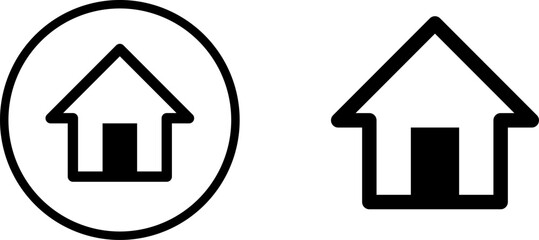 Simple Black and White House Home Symbol or Website Homepage Button Badge Sign Icon. Vector Image.