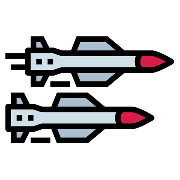 missiles in flight, gray and red clip art preview