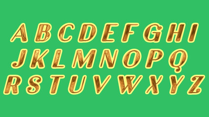 Gold Color typography alphabet A-Z 2023 | this is best kids lesson to english alphabet on green screen background motion graphic. Chroma key editing.