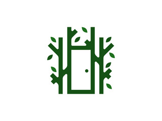 modern tree door illustration vector logo
