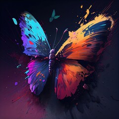Butterfly, color explosion, painting, ultra hd. Generative AI.
