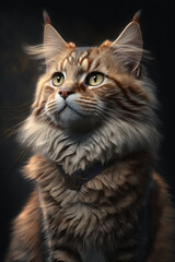 Fototapeta premium Portrait of a beautiful cat on dark background