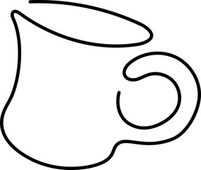 Coffee linear. Abstract cups, glass and takeout. Vector drawn illustration, minimalist sketch for cafe design