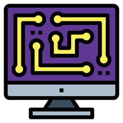 puzzle filled outline icon style
