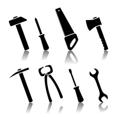 Tools. Illustration of a tool silhouette as a logo design on a white background